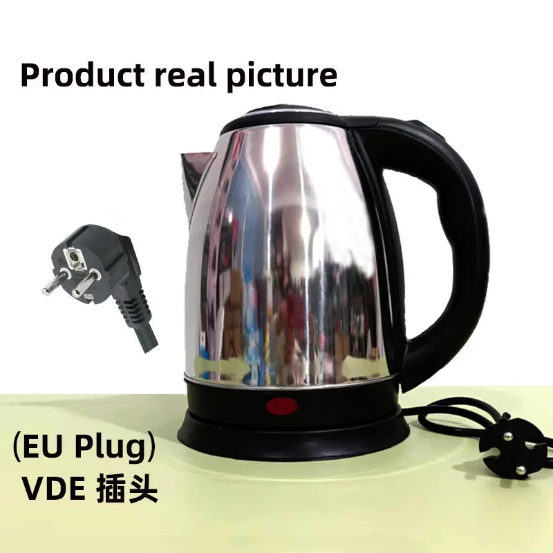 2.0L stainless steel electric kettle Silver gray Base Separation Desion Rust-resistant Durable for Home Office During Travel