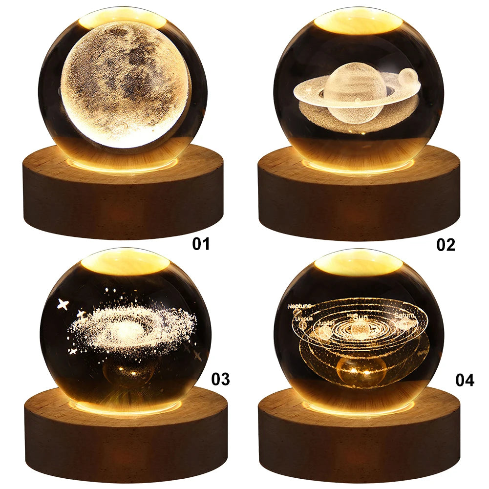 Lampe boule de cristal 3D unique